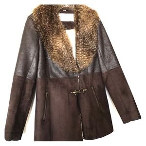 JESSICA SIMPSON two-tone faux shearling coat